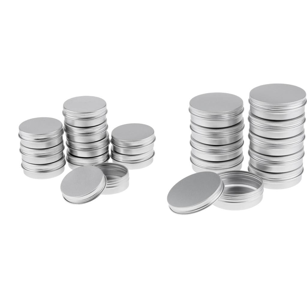 20 Empty Aluminum Tins Cans with Screw Lids Container Jar Top Round 30g,100g