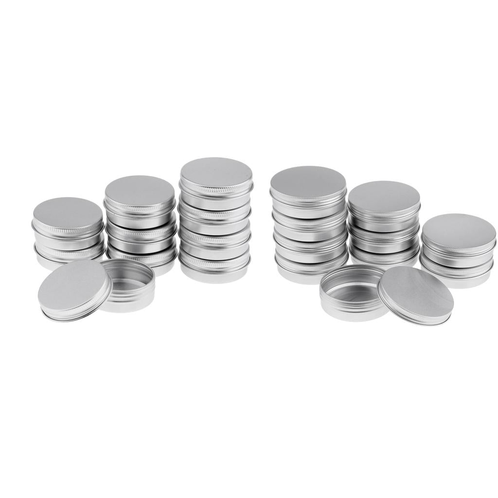 20 Empty Aluminum Tins Cans with Screw Lids Container Jar Top Round 30g,100g