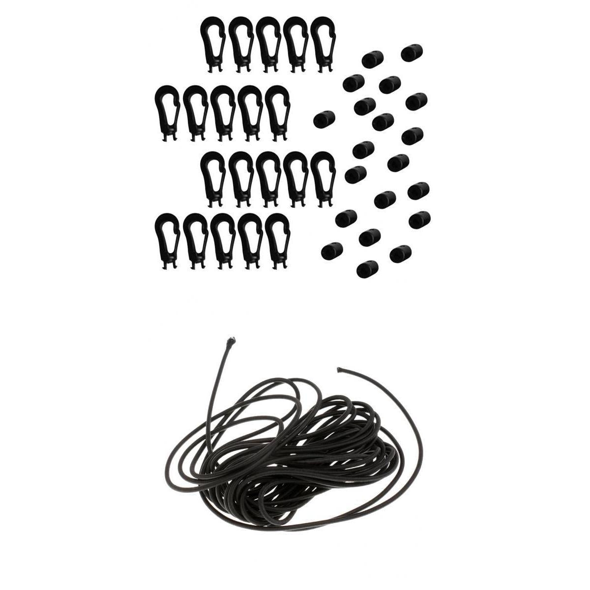 1pcs Shock Bungee Cord with 20 Pcs 5mm Karabiner Hook Elastic Cord Rope End