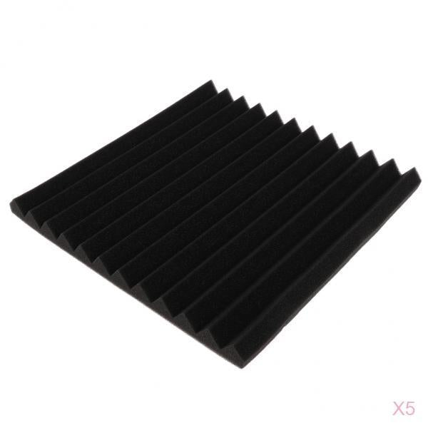 5 Pieces Studio Acoustic Foam Sound Proof Panels Nosie Dampening Foam Black