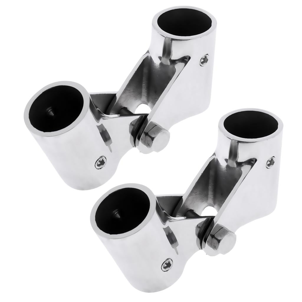 2xStainless Steel Boat Rail Fittings Folding Swivel Tube Pipe Connector 22mm