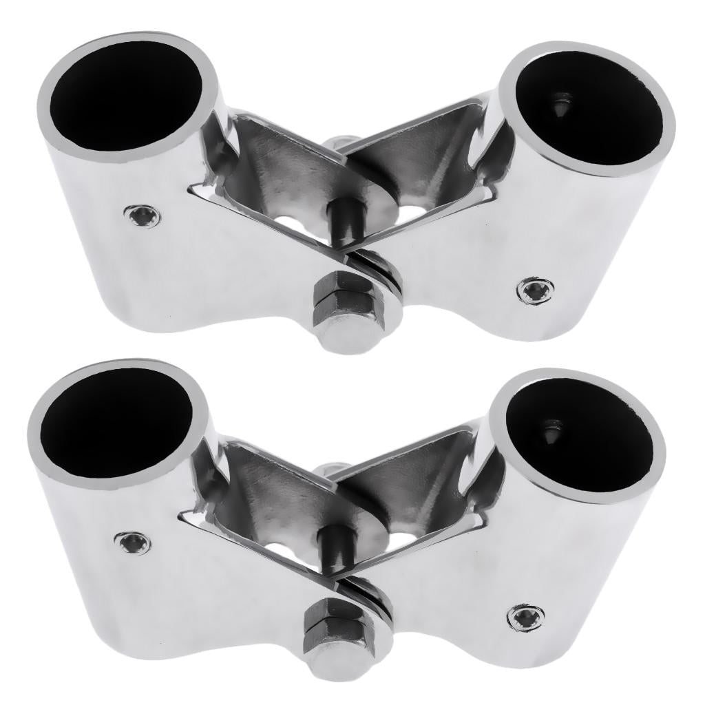 2xStainless Steel Boat Rail Fittings Folding Swivel Tube Pipe Connector 22mm