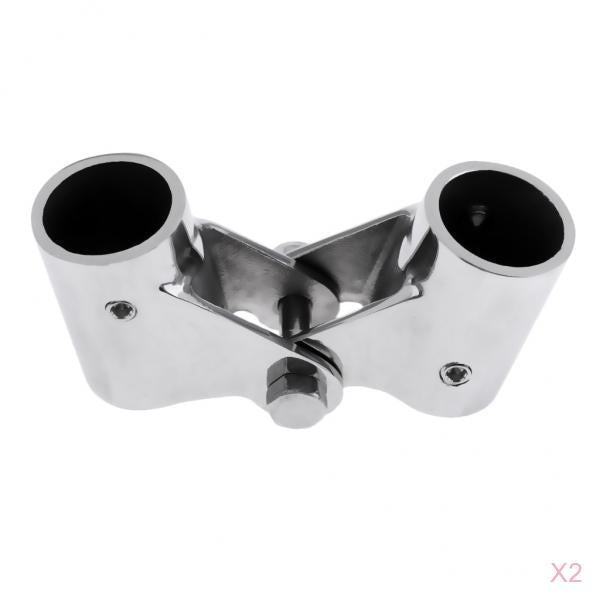 2xStainless Steel Boat Rail Fittings Folding Swivel Tube Pipe Connector 22mm