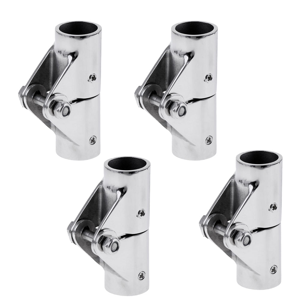 4xStainless Steel Boat Rail Fittings Folding Swivel Tube Pipe Connector 22mm