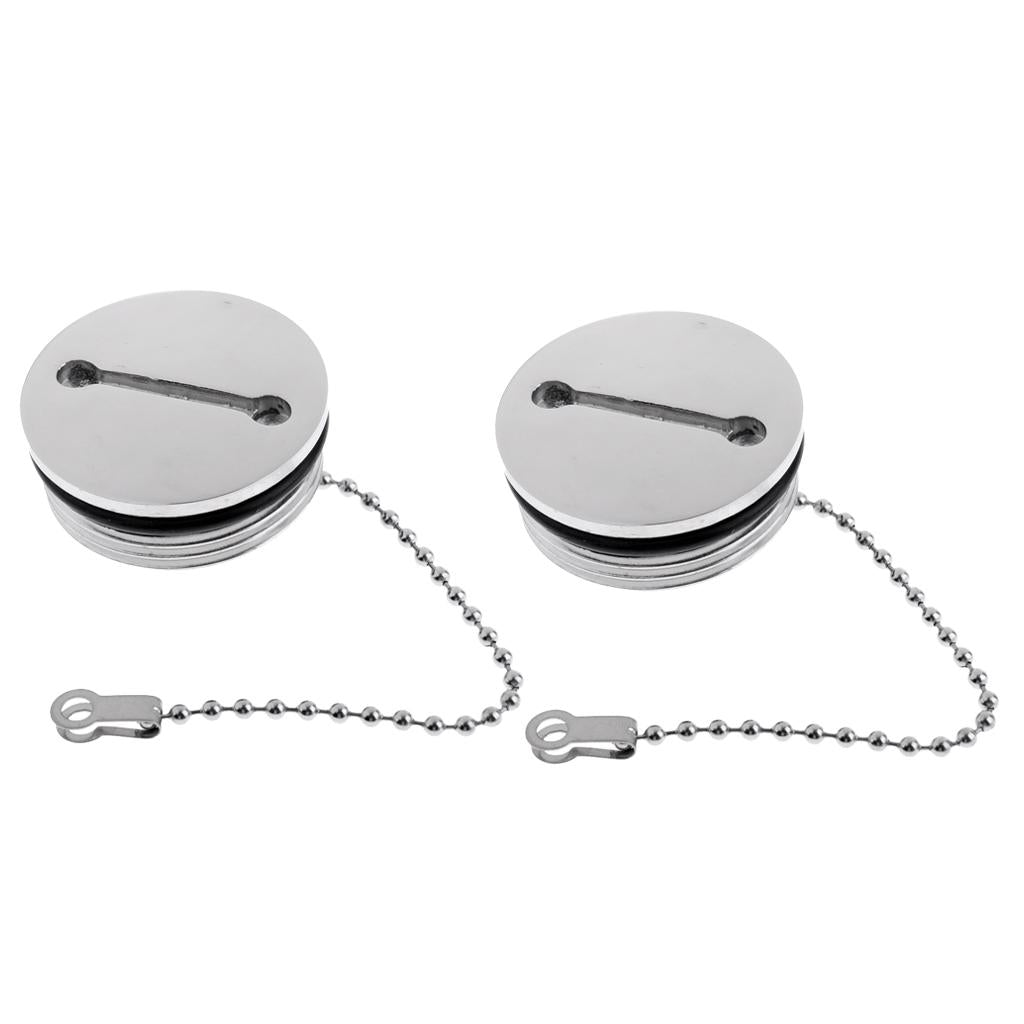 2pcs Marine 316 Stainless Steel Slotted Replacement Deck Fill Cap for Chain