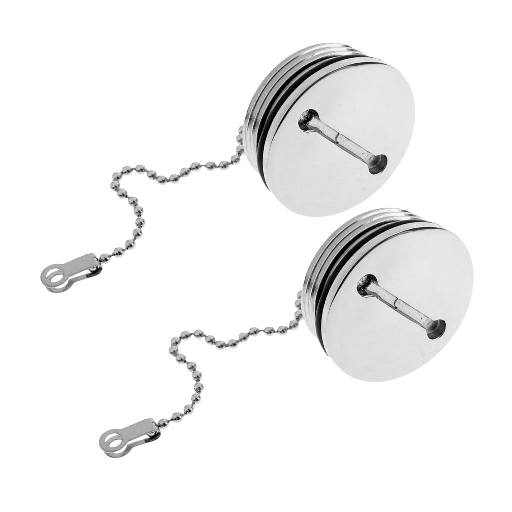 2pcs Marine 316 Stainless Steel Slotted Replacement Deck Fill Cap for Chain