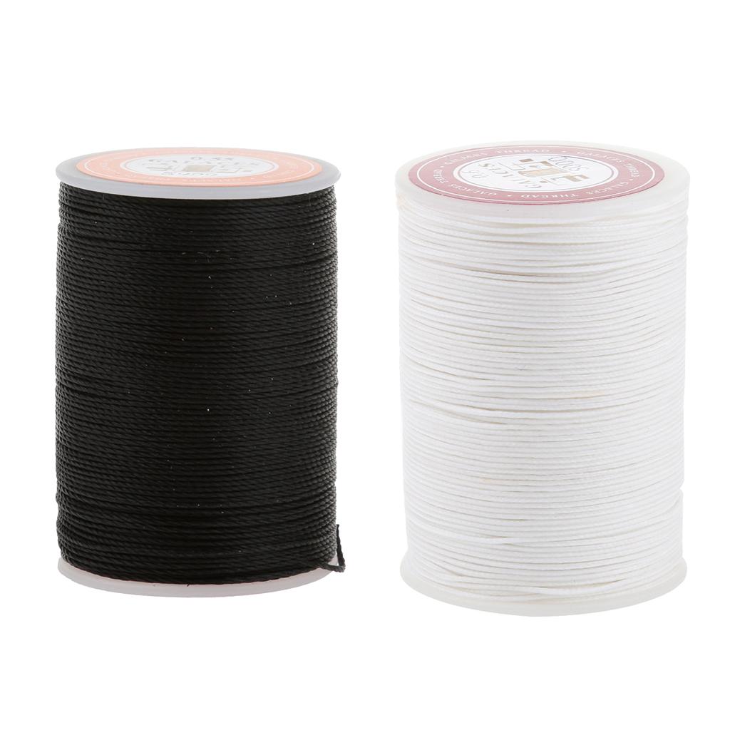 2 Spools Polyester Sewing Thread 0.55mm Round Waxed String for Leather Craft