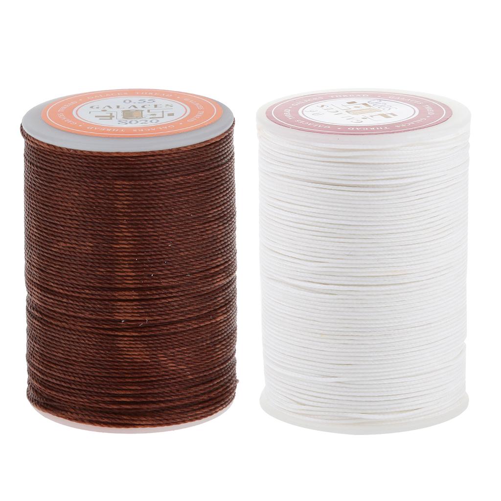 2 Spools Polyester Sewing Thread Round Waxed String for Bags LeatherCraft
