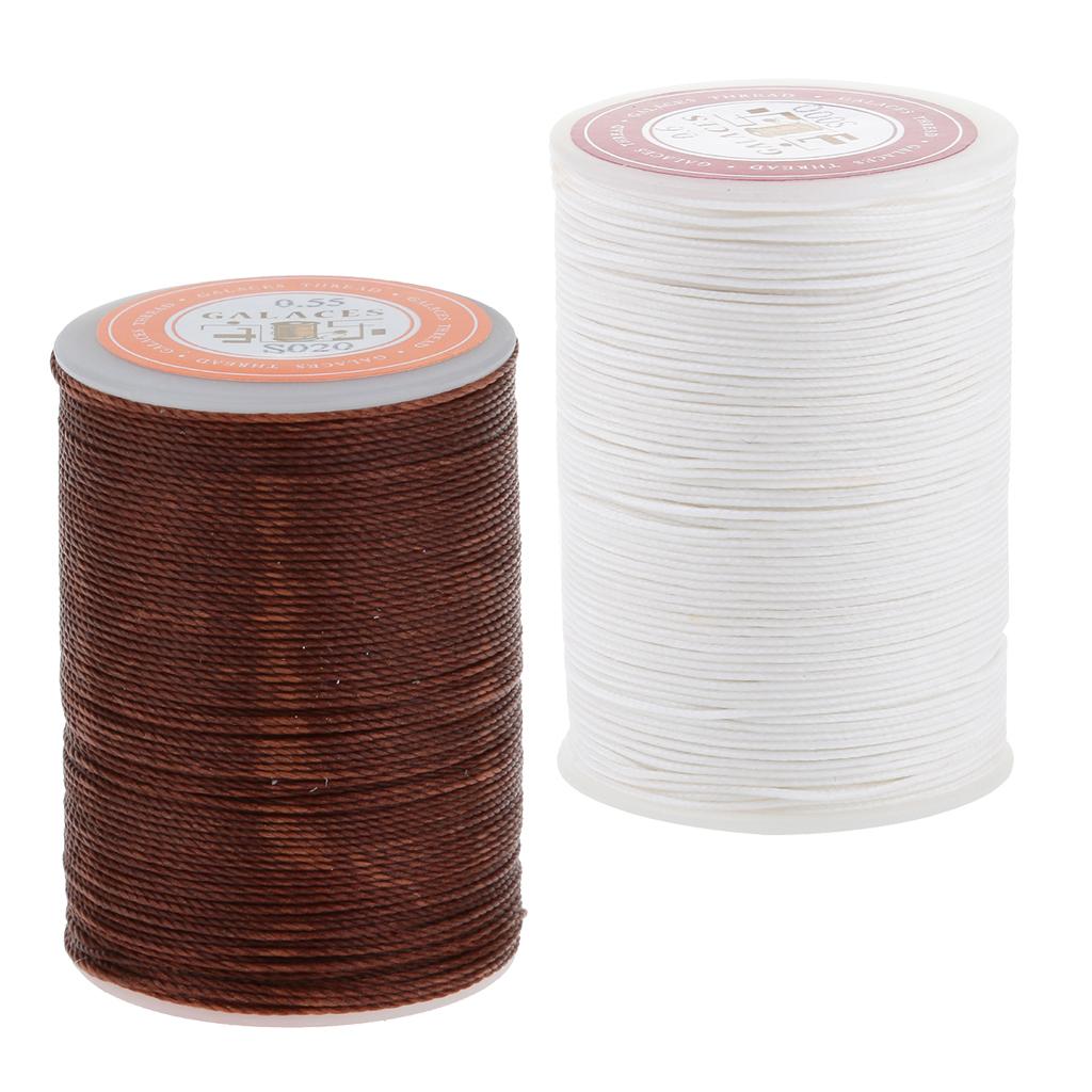 2 Spools Polyester Sewing Thread Round Waxed String for Bags LeatherCraft