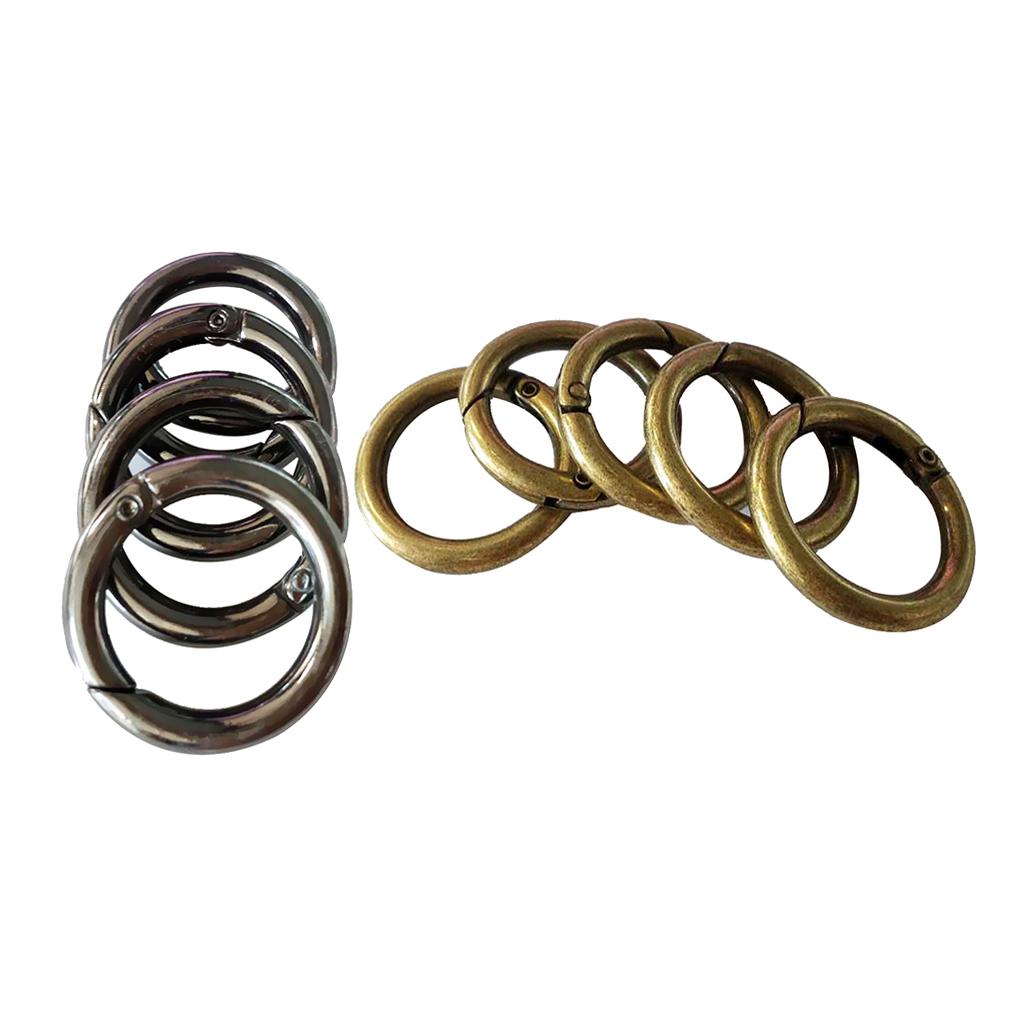 10Pcs Antique Metal Round Gate Snap Hooks Spring Ring Clasp Carabiner 28mm