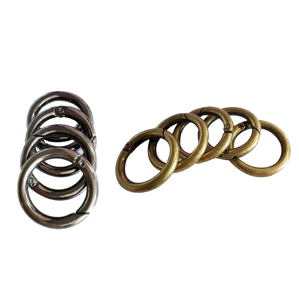 10Pcs Antique Metal Round Gate Snap Hooks Spring Ring Clasp Carabiner 28mm