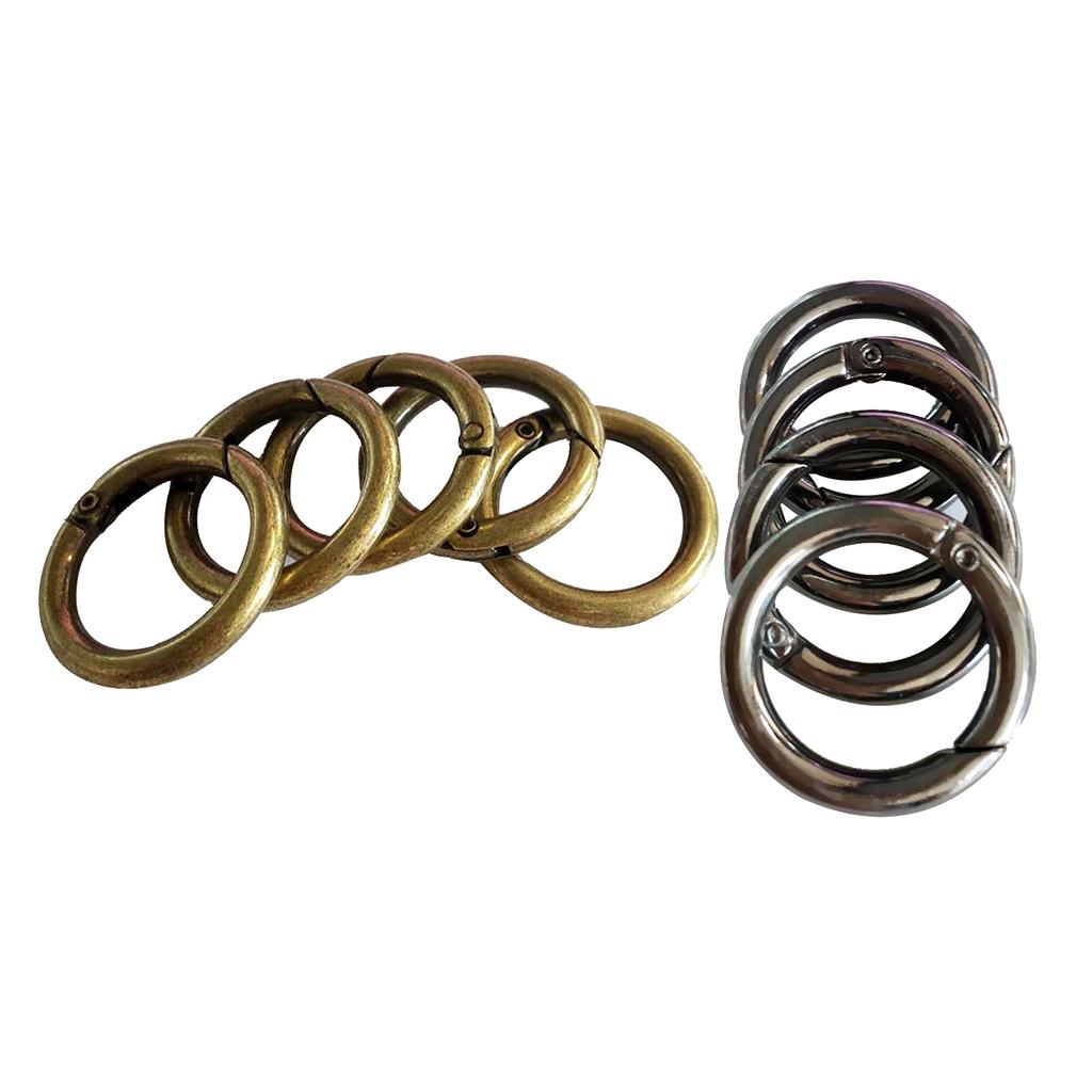 10Pcs Antique Metal Round Gate Snap Hooks Spring Ring Clasp Carabiner 28mm