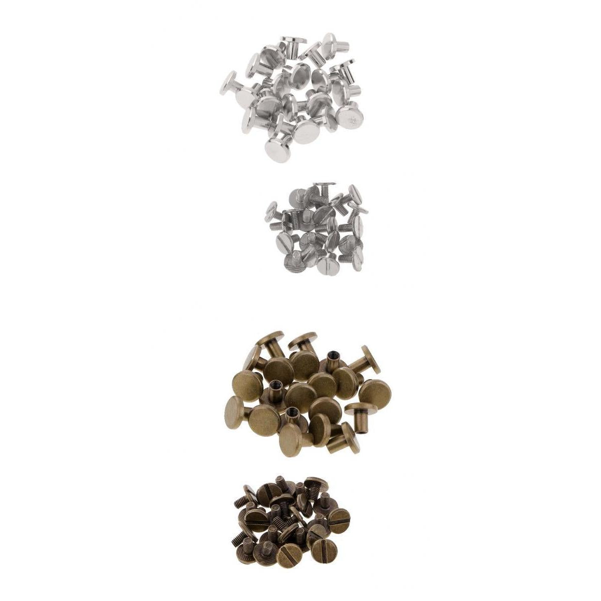 40 Sets Metal 8mm Round Rivet Studs Screw for Leather Craft Sliver Bronze