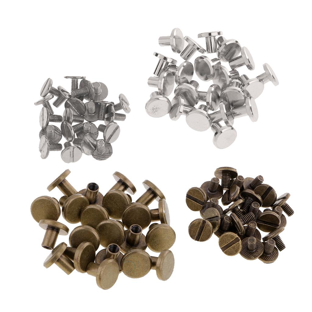 40 Sets Metal 8mm Round Rivet Studs Screw for Leather Craft Sliver Bronze