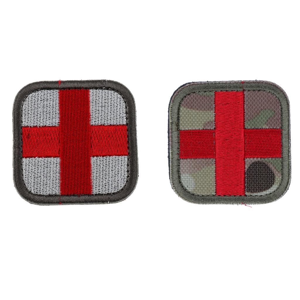 50 x 50mm Sew on Hook & Loop Medic First Aid Red Cross Patch Withe and Camo