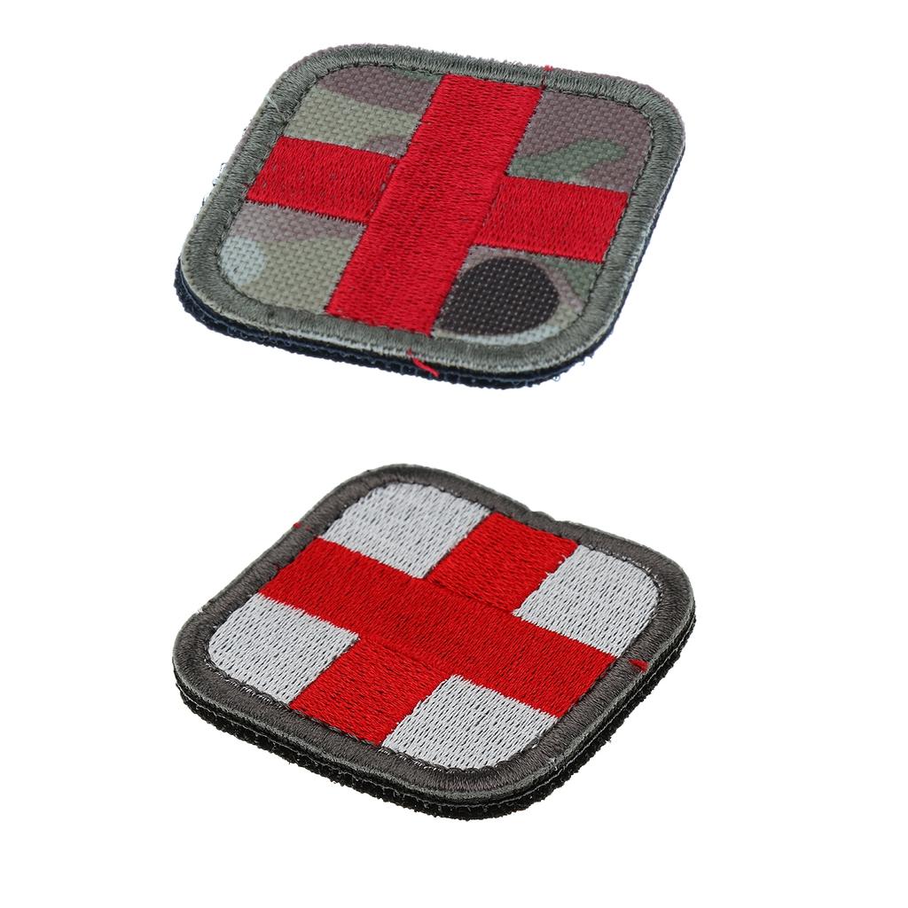 50 x 50mm Sew on Hook & Loop Medic First Aid Red Cross Patch Withe and Camo