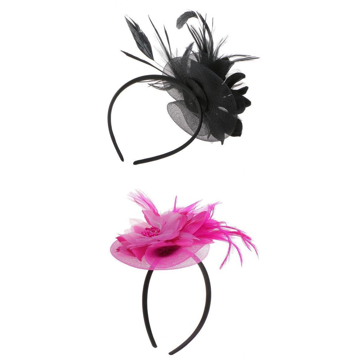 2 Pieces Vintage Feather Fascinator Flower Veil Hat Hairband Wedding Costume
