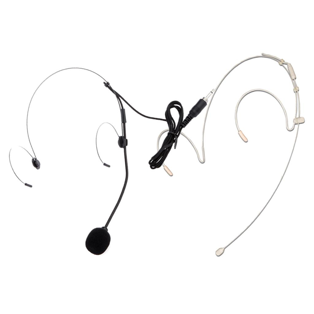 2 Pieces Wired Earhook Headset Headworn Microphone 3.5mm Black White