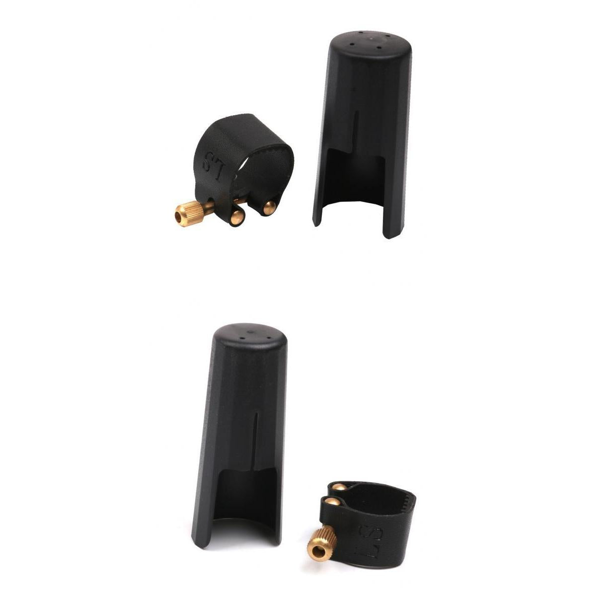2 Sets Plastic Soprano Saxophone Sax Mouthpiece Cover with PU Ligature