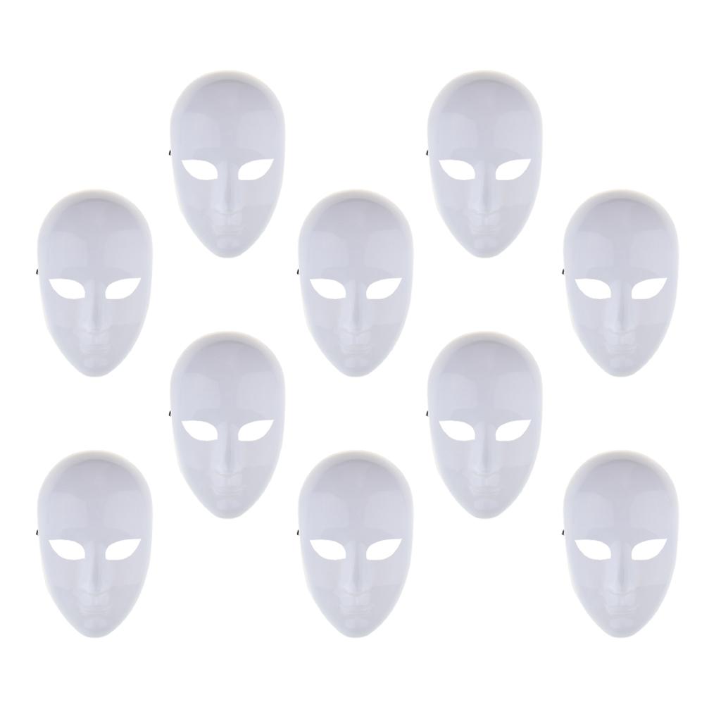 10 Pieces DIY Unpainted Mask White Blank Face Mask Masquerade Costume Masks