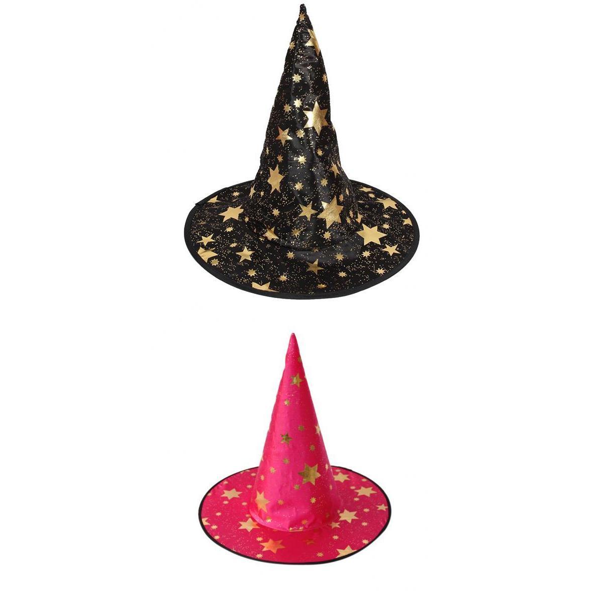 2 Pieces Kids Wizard Witch Hats Pointed Hat Halloween Fancy Dress Black Rose