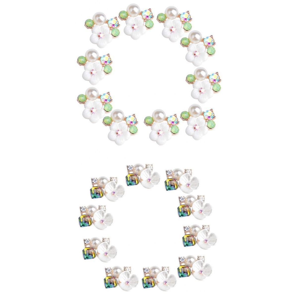 20Pieces Rhinestone Crystal Pearl Embellishment Button Flatback for Wedding