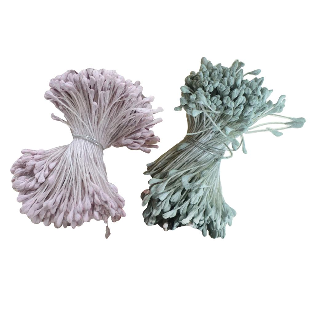 720Pieces Multicolor 6cm Artificial Pearl Double Heads Flower Stamen Pistil