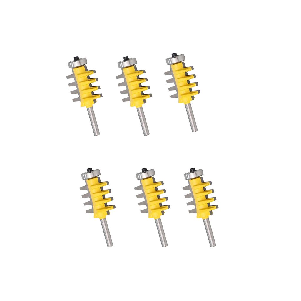 6Pcs 1/4 Shank Rail and Stile Finger Joint Glue Router Bit Cone Tenon Tools"