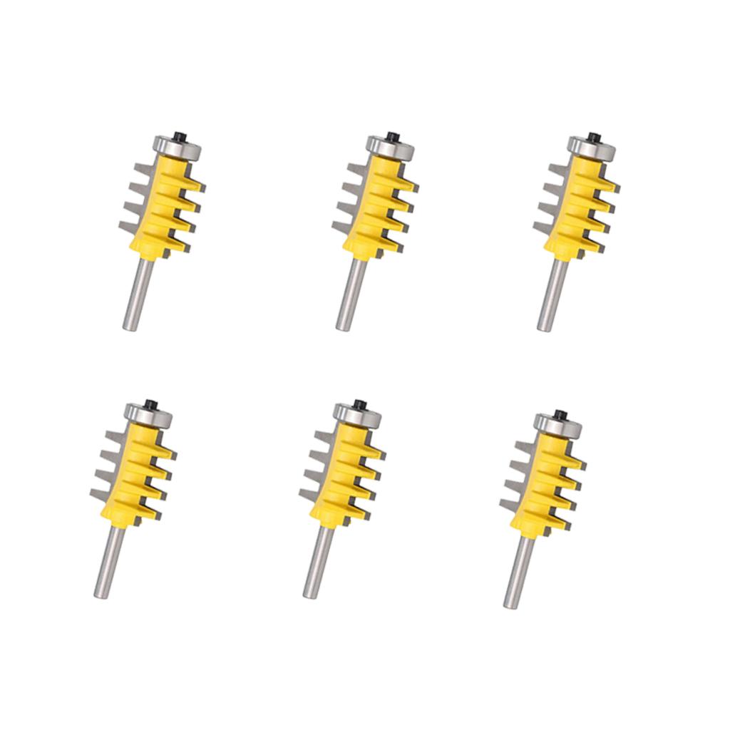6Pcs 1/4 Shank Rail and Stile Finger Joint Glue Router Bit Cone Tenon Tools"