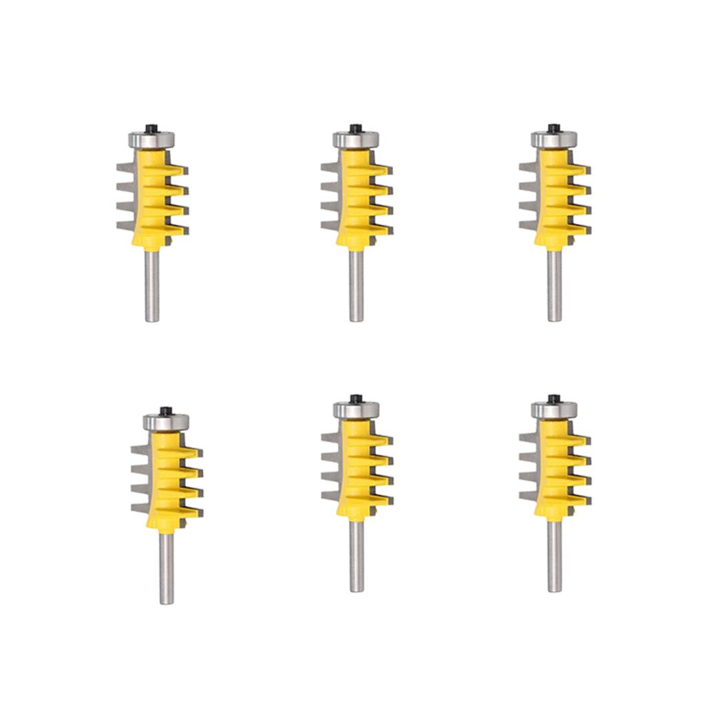 6Pcs 1/4 Shank Rail and Stile Finger Joint Glue Router Bit Cone Tenon Tools"
