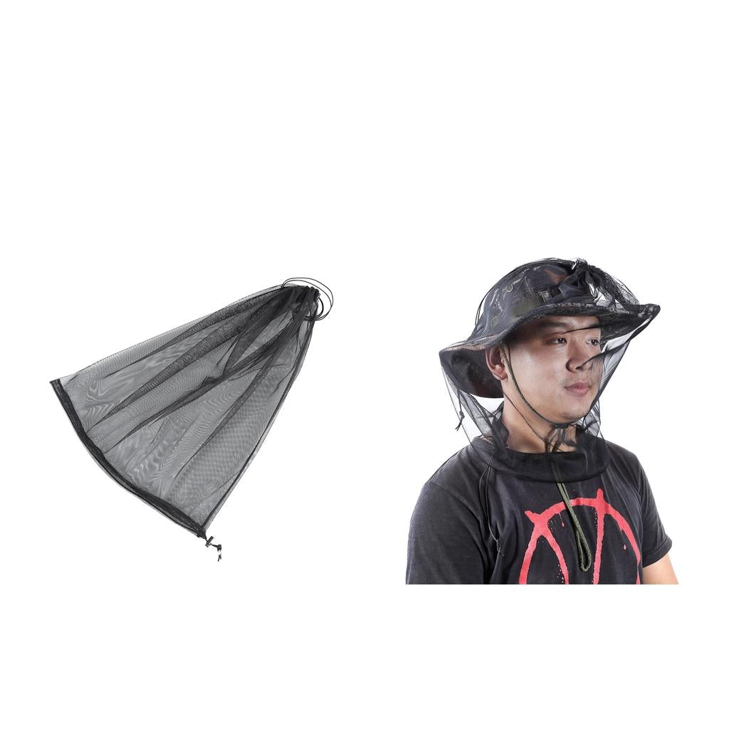 2pcs Black Double End Open Insect Bug Head Hat Net Mesh for Camping
