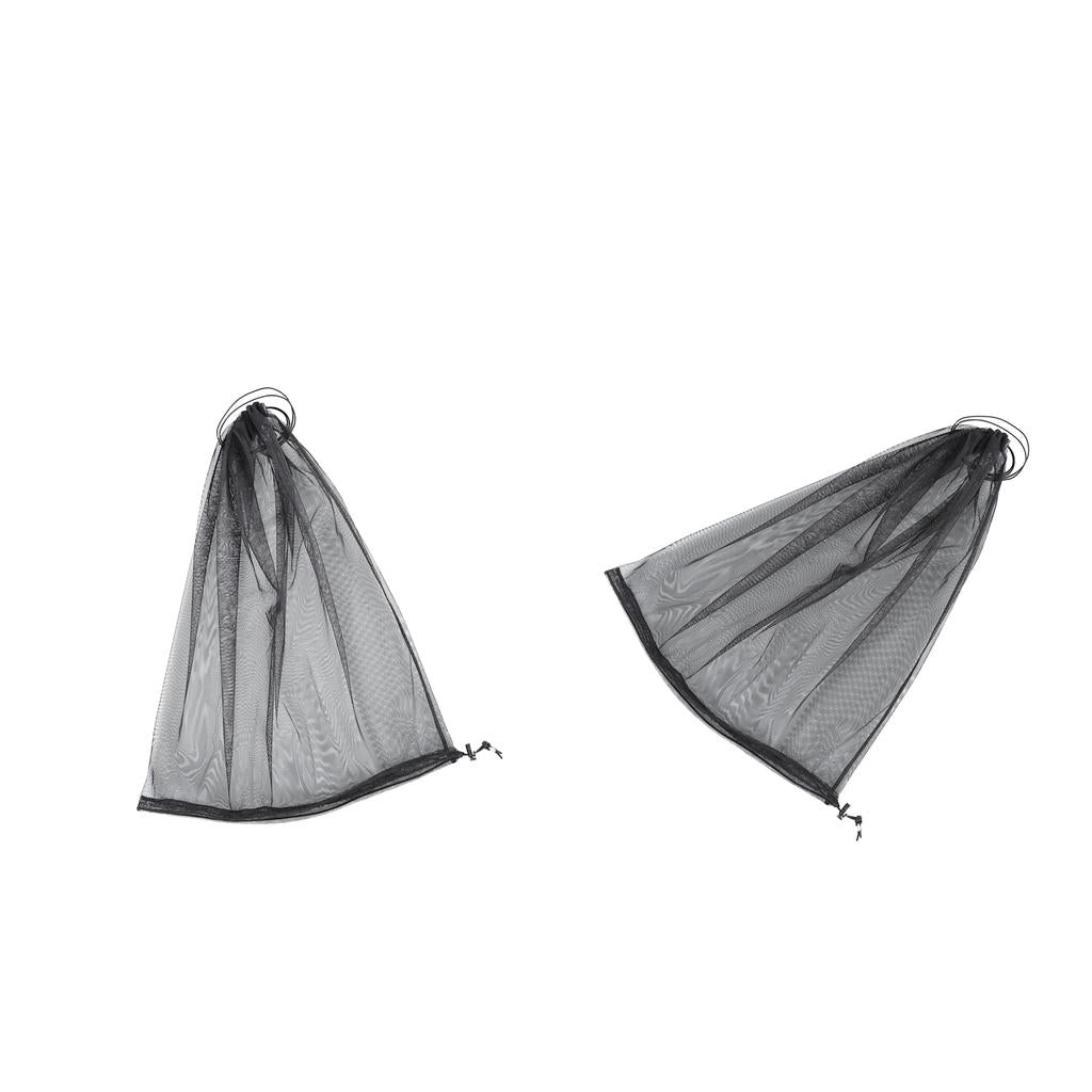 2pcs Black Double End Open Insect Bug Head Hat Net Mesh for Camping