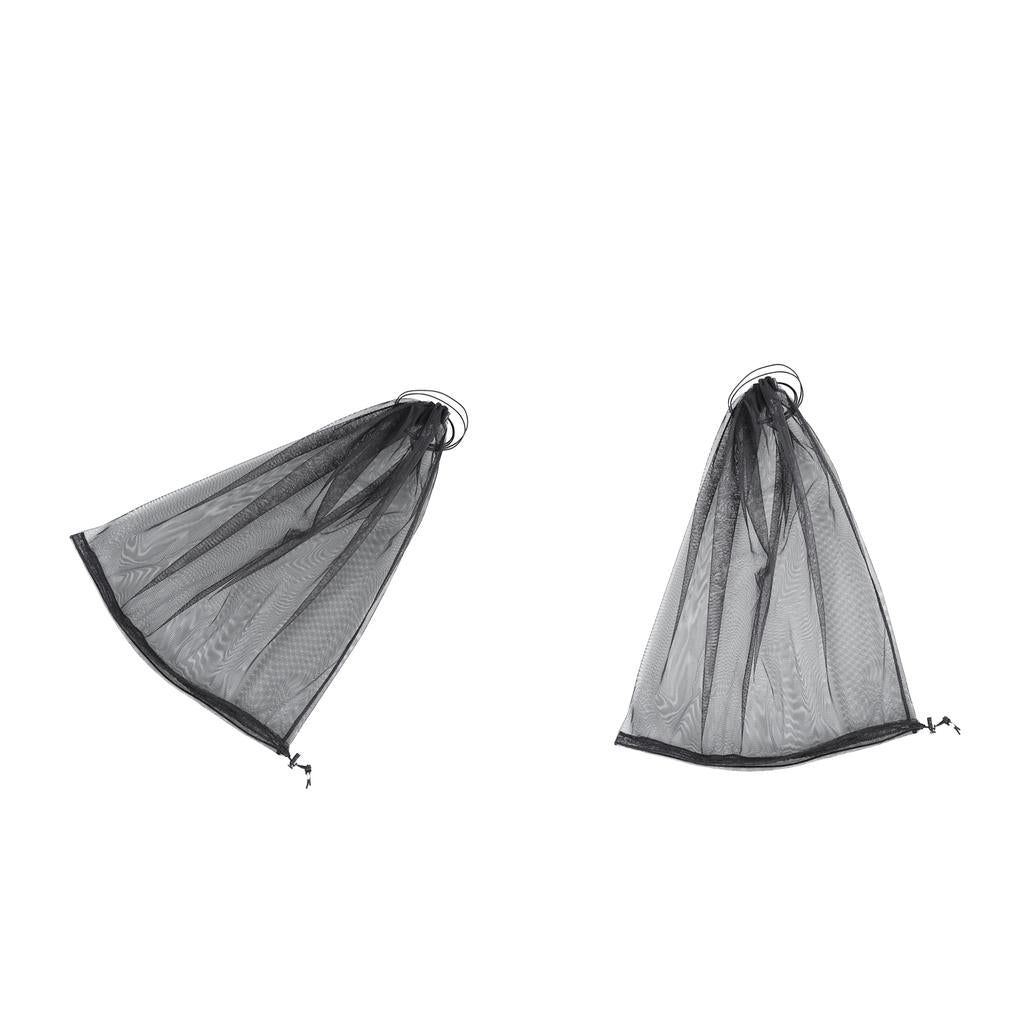 2pcs Black Double End Open Insect Bug Head Hat Net Mesh for Camping