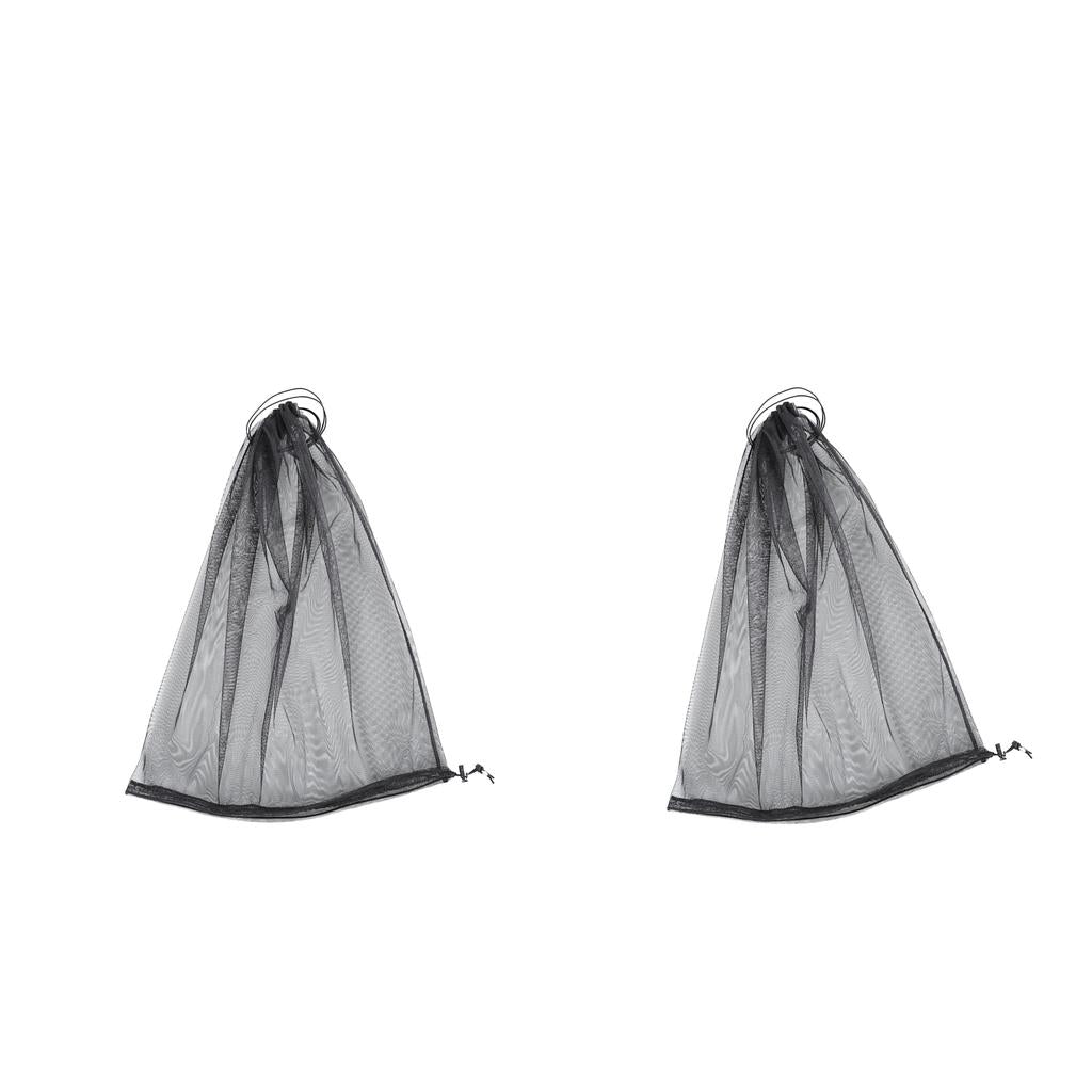 2pcs Black Double End Open Insect Bug Head Hat Net Mesh for Camping