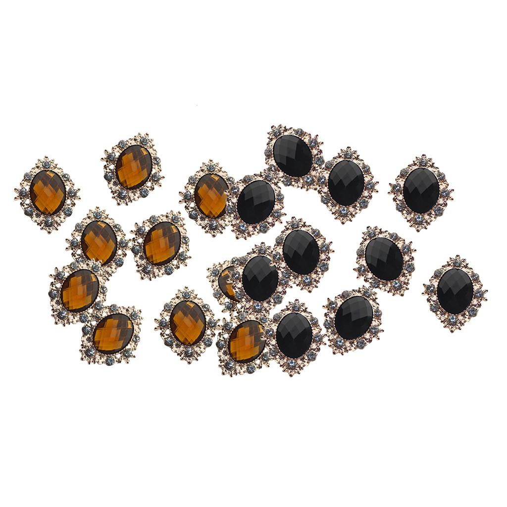 20 Pcs Rhinestone Cabochons Flatback Embellishments Phone Decor Black Yellow
