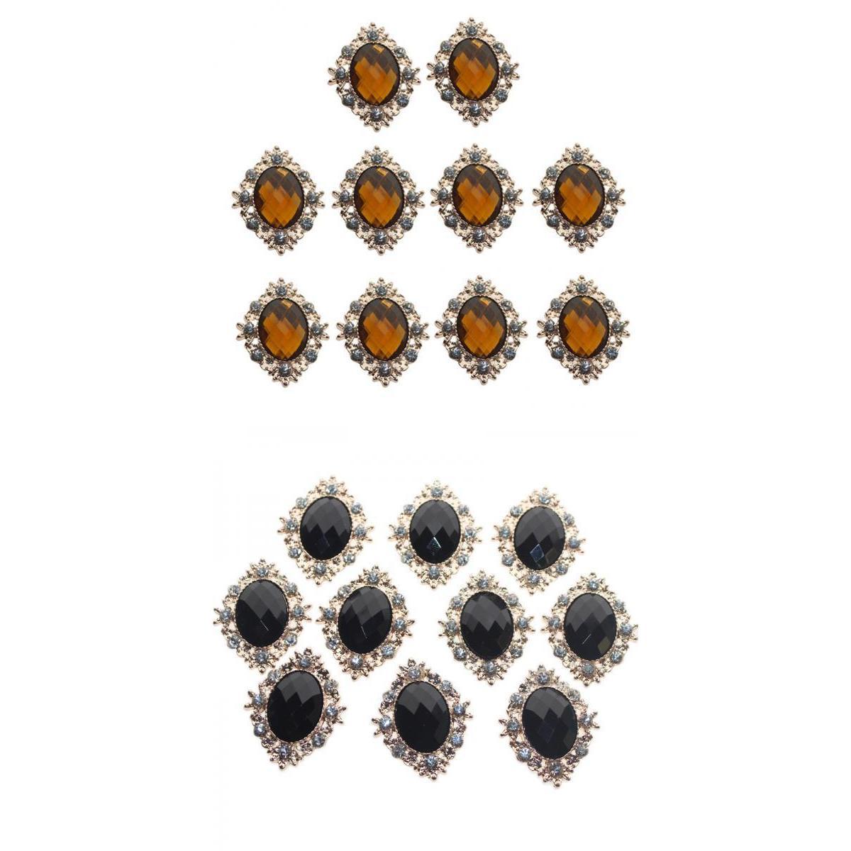 20 Pcs Rhinestone Cabochons Flatback Embellishments Phone Decor Black Yellow