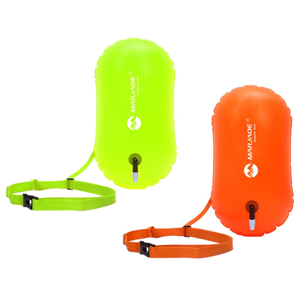 2Pcs Swim Buoy Tow Float Inflatable Air Bag for Open Water Swimming Training