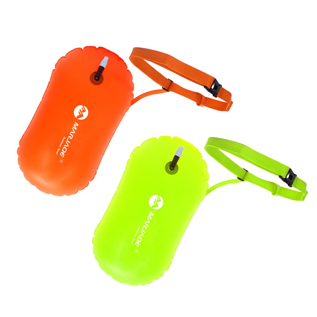 2Pcs Swim Buoy Tow Float Inflatable Air Bag for Open Water Swimming Training