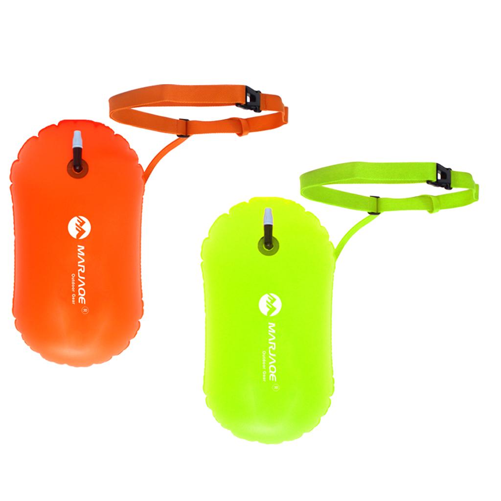 2Pcs Swim Buoy Tow Float Inflatable Air Bag for Open Water Swimming Training