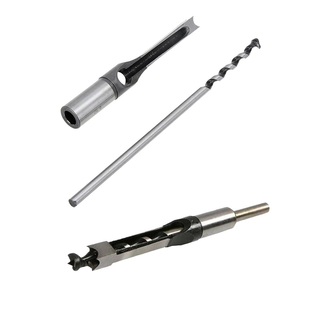 2 Set Square Drill Bit Mortising Chisel Woodworking Tool 10mm 12mm