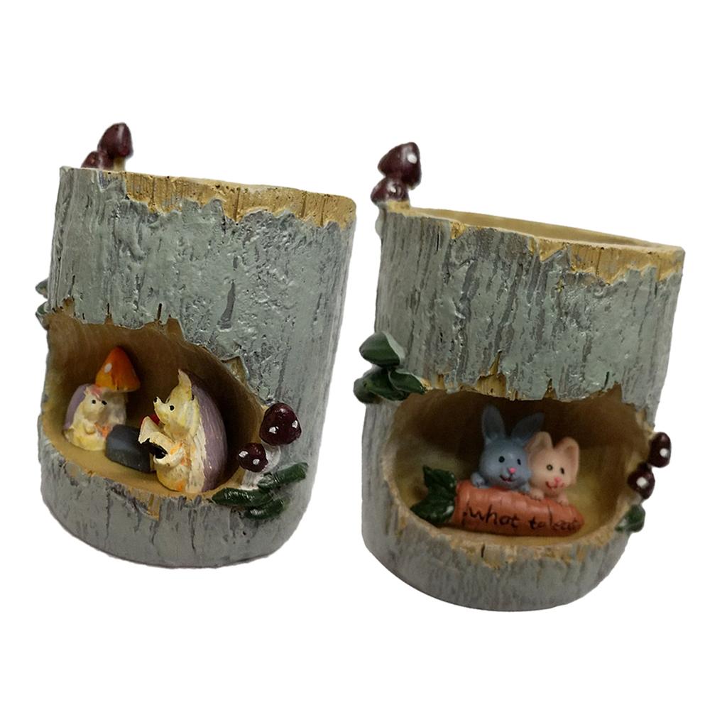 2 Piece Resin Animal Succulent Plant Flower Pot Garden Planter Double Layer