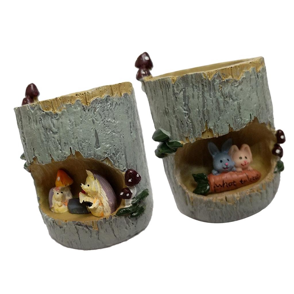 2 Piece Resin Animal Succulent Plant Flower Pot Garden Planter Double Layer