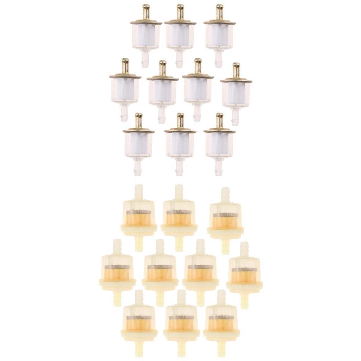 20pcs Plastic Motorcycle Petrol Inline Fuel Filter for 1/4'' -5/16'' Pipes