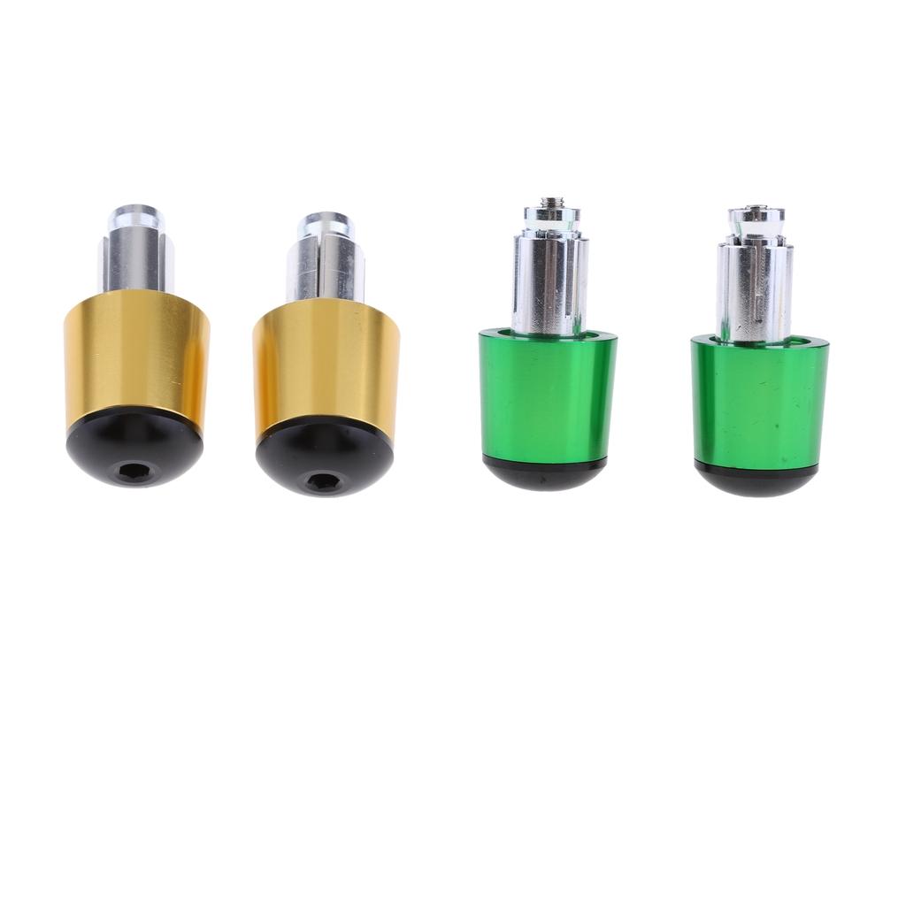 4pcs CNC Aluminum Universal Motorcycle Handlebar Grip End Caps Gold + Green