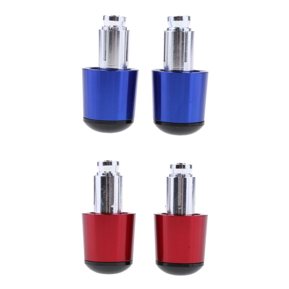 4pcs CNC Aluminum Universal Motorcycle Handlebar Grip End Caps Blue + Red