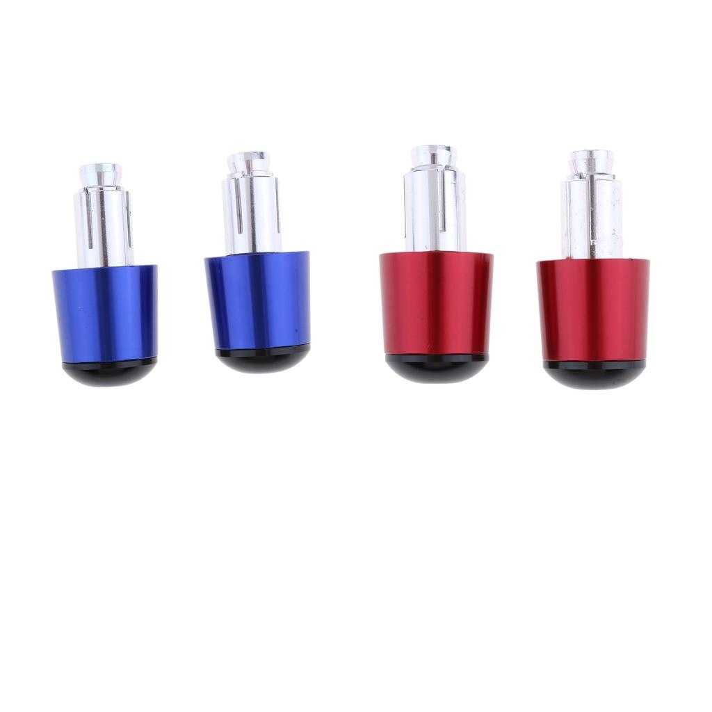4pcs CNC Aluminum Universal Motorcycle Handlebar Grip End Caps Blue + Red
