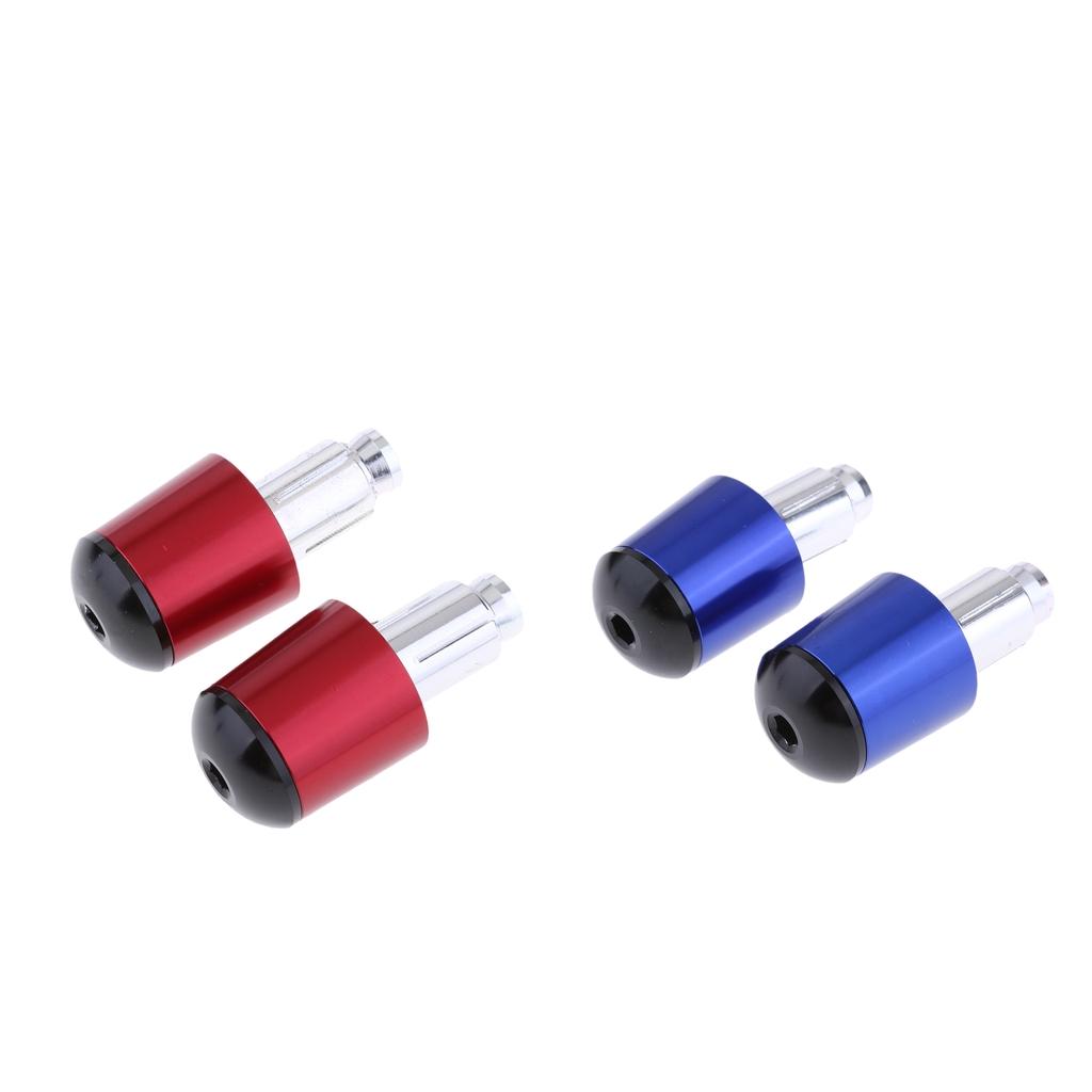 4pcs CNC Aluminum Universal Motorcycle Handlebar Grip End Caps Blue + Red