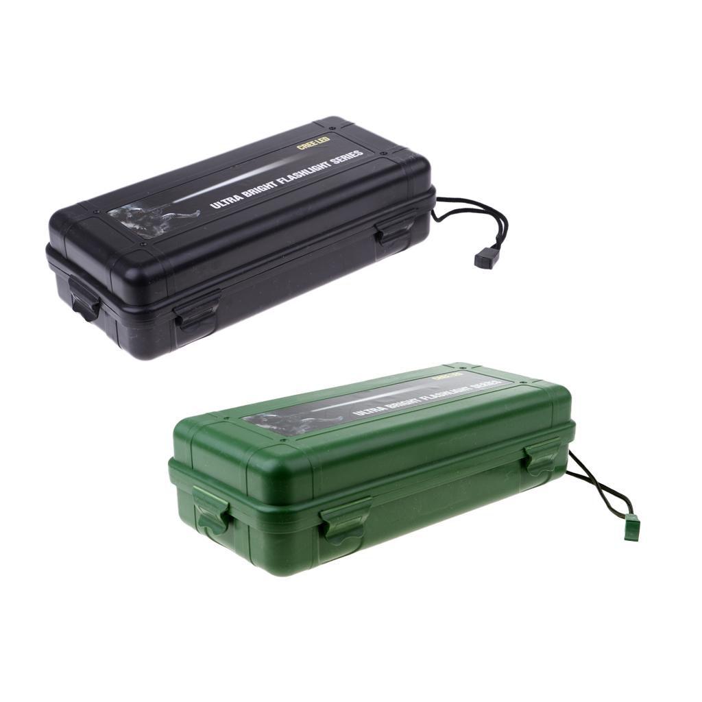 2 pcs Airtight Survival Storage Case Flashlight Torch Carry Box Container L