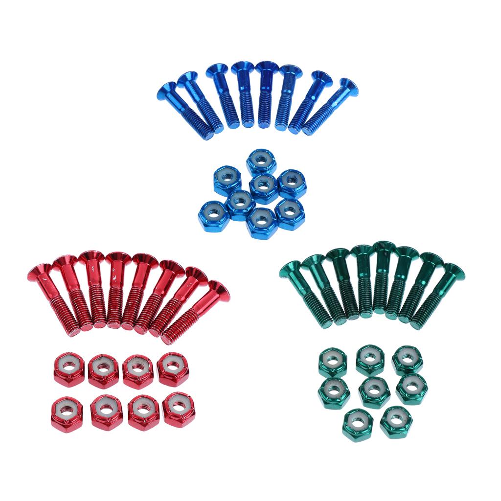 24pcs Replacement Skateboard Truck Hardware Set Longboard Screws Bolts
