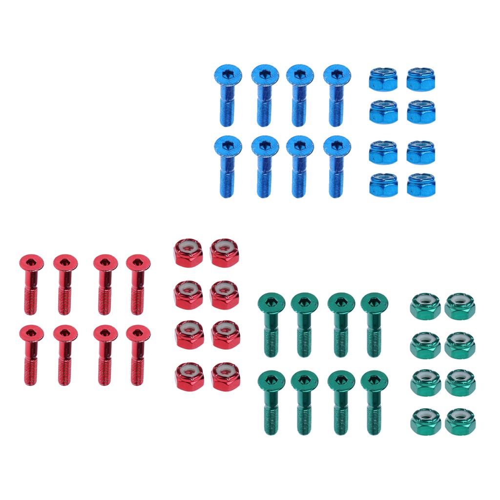 24pcs Replacement Skateboard Truck Hardware Set Longboard Screws Bolts